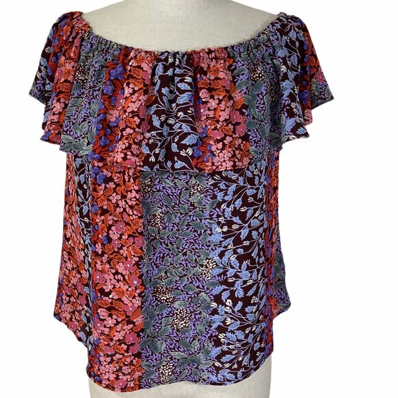 Anthropologie Maeve floral ruffle Top boho multicolor flower print - Picture 1 of 10
